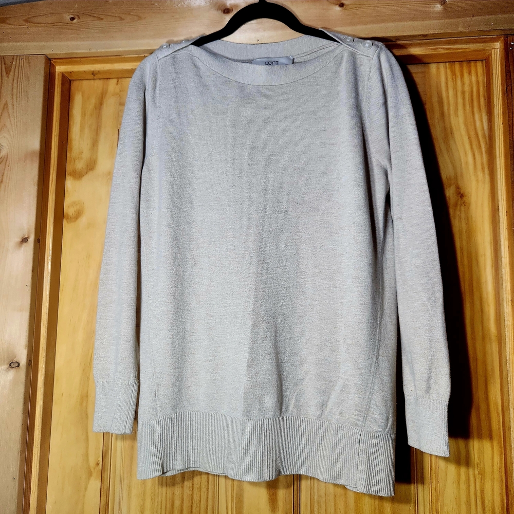 💜LOFT Cream Sweater Cardigan Size M - Picture 2 of 6